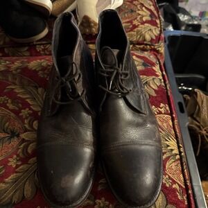 Stafford Men's Dark Brown Leather 2 Eye Chukka Cap Toe‎ Ankle Boots Mens 9.5